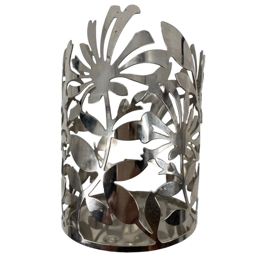 Bath & Body Works Round Silver 3-Wick Candle Holder